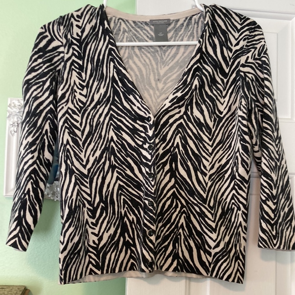 Ann Taylor Zane’s print cardigan silk blend